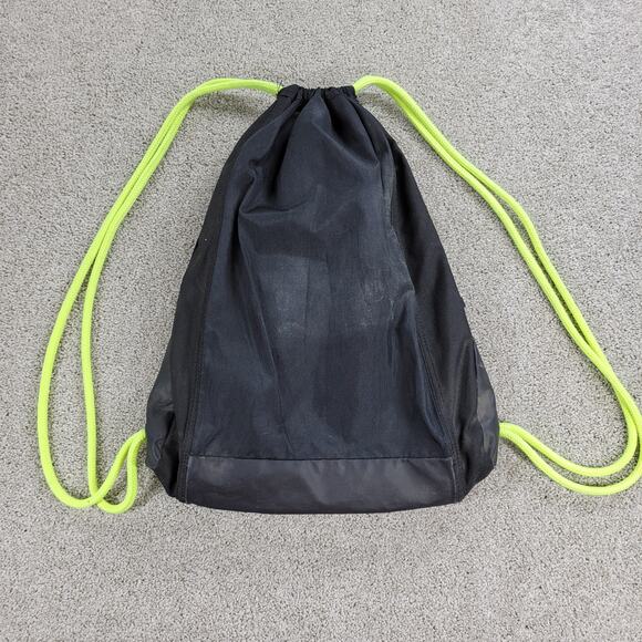 Adidas Thunder Drawstring Backpack 18" Black Blue 2 Zipper Sports School Gym - Picture 10 of 16